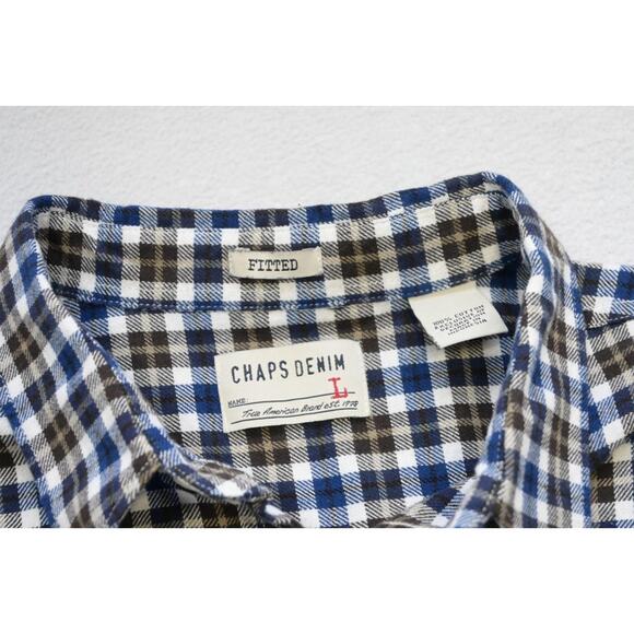 Chaps Ralph Lauren Rugged Fitted Flannel Shirt Plaid Button Up Mens Sz Large NWT - Picture 7 of 8